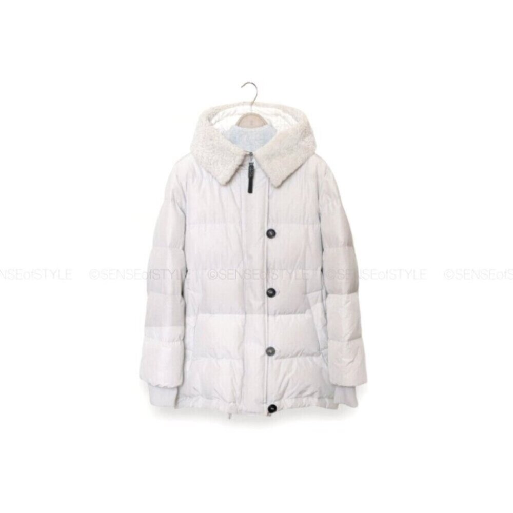 Brunello Cucinelli Women's Puffer Jacket with Fur Collar Monili trim size S 40 - Picture 7 of 10
